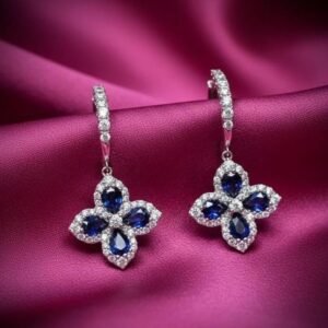Aisha Floral Silver Drop Earrings
